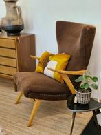 Vintage fauteuil bruin ribcord 70s, Ophalen, Gebruikt, ., Vintage