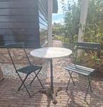 Frans Bistroset, marmer gietijzer 2 oude klapstoelen, Ophalen