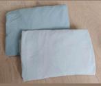 2 blauwe hoeslakens voor ledikant 60x120, Gebruikt, Blauw, Hoeslaken of Sloop, Ophalen of Verzenden