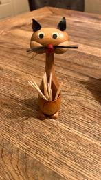 Retro  houten poes voor cocktail prikkers, Ophalen of Verzenden, Huis en Inrichting