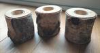 Waxinelichthouders Berkenhout (3 stuks), Ophalen, Bruin, Nieuw, Hout