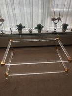 Salontafel, plexiglas/messing - NOG 4 DAGEN ACTIEF !!!, Ophalen, 50 tot 100 cm, Minder dan 50 cm, Rechthoekig
