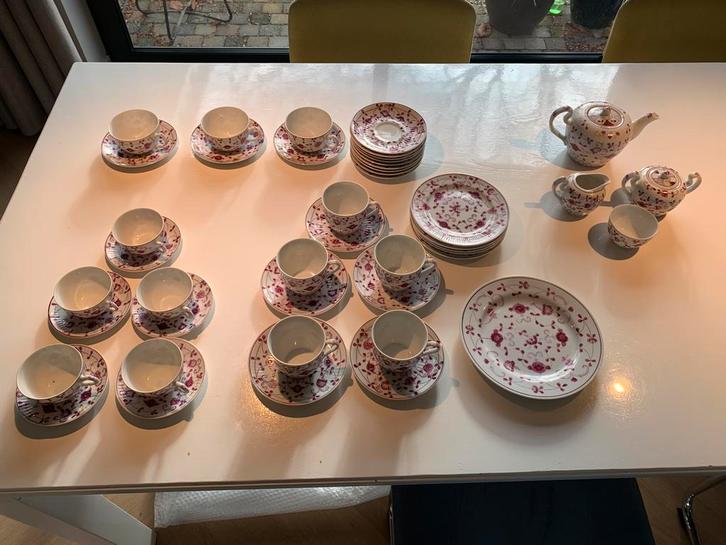 Servies August Warnecke china purple, Antiek en Kunst, Antiek | Servies compleet, Ophalen