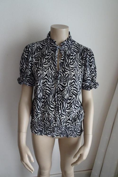 zebraprint top maat S van CL essentials, Kleding | Dames, Tops, Gedragen, Maat 38/40 (M), Zwart, Korte mouw, Ophalen