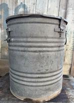 Stoere zinken ton emmer met deksel, Antiek en Kunst, Ophalen