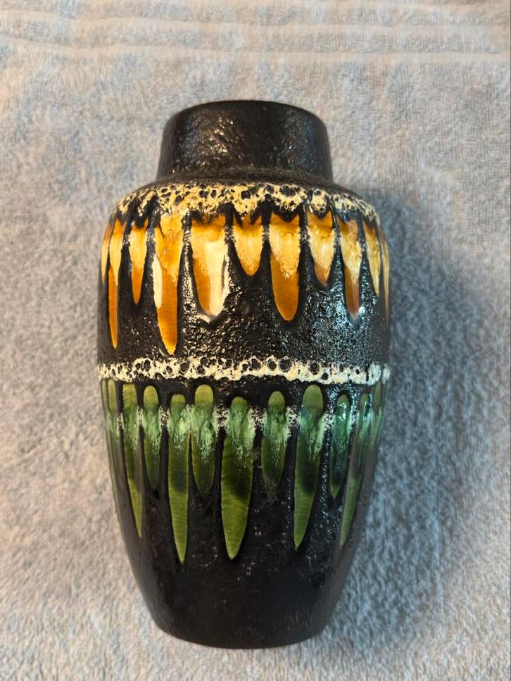 West Germany Scheurich Vaas - Lava Druipglazuur, Huis en Inrichting, Woonaccessoires | Vazen, Gebruikt, Zwart, Minder dan 50 cm