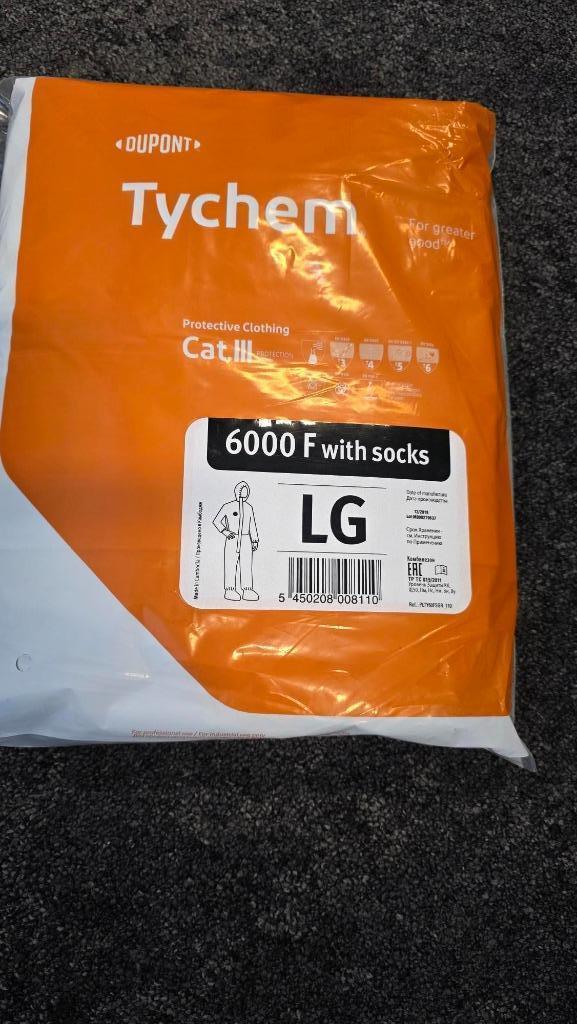 Tychem 6000 F overall met sokken, grijs maat L, Doe-het-zelf en Verbouw, Veiligheidskleding, Nieuw, Ophalen of Verzenden