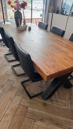 6 Eetkamerstoelen - Gebruikt, Huis en Inrichting, Stoelen, Gebruikt, Zwart, Ophalen of Verzenden, Metaal