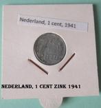 Nederland, 1 cent zink, oorlog, jaren 1941, 1942, 1943, Koningin Wilhelmina, Ophalen of Verzenden, Losse munt