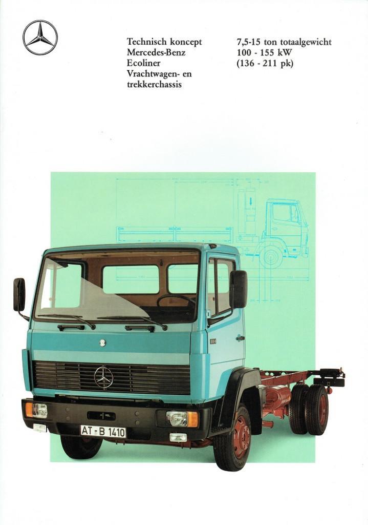 Folder Mercedes-Benz Ecoliner Vrachtwagen & Trekker (1990), Boeken, Auto's | Folders en Tijdschriften, Zo goed als nieuw, Mercedes
