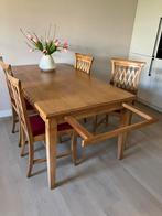 Eetkamer tafel met 4 stuks bijbehorende stoelen, Ophalen, Gebruikt, 4 tot 6 stoelen