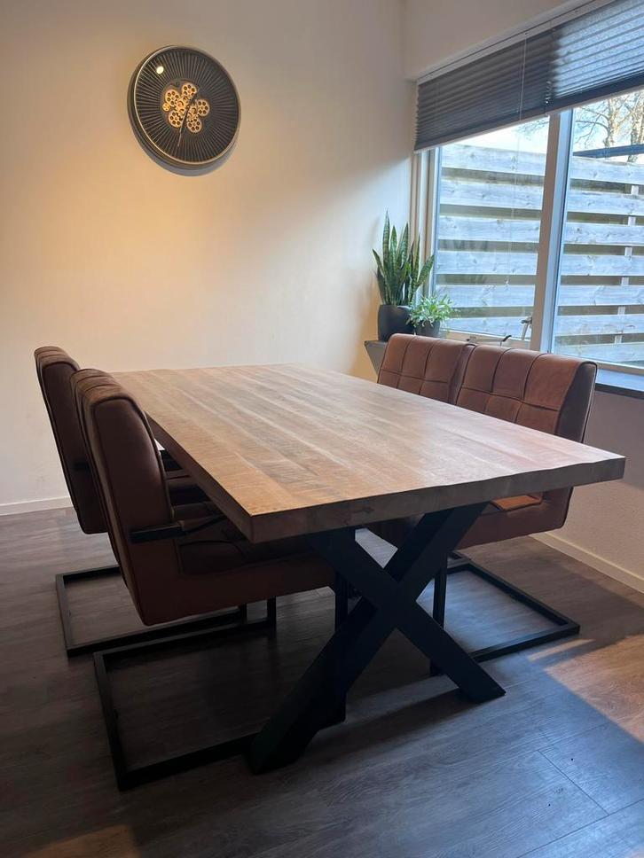 Mango Eettafel + 4 Stoelen, Huis en Inrichting, Tafels | Eettafels, Gebruikt, 100 tot 150 cm, 150 tot 200 cm, Vier personen, Rechthoekig