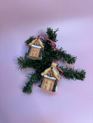 Setje peperkoekhuisjes ornamenten gingerbread 2 stuks beschikbaar voor biedingen