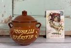 Franse vintage aardewerk pot met deksel afvalbakje Poubelle, Overige typen, Ophalen of Verzenden, Zo goed als nieuw, Overige stijlen