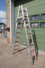 Dubbele Ladder schuifladder aluminium trap trappen, Ladder, Gebruikt, Ophalen of Verzenden, Minder dan 2 meter