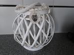 Wit windlicht lampioen lantaarn kandelaar vaas, rotan bamboe, Huis en Inrichting, Woonaccessoires | Kandelaars en Kaarsen, Wit