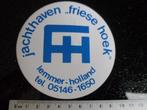 sticker friese hoek jachthaven logo FH lemmer, Verzenden, Zo goed als nieuw, Bedrijf of Vereniging
