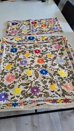 Vierkante poef met rugkussen kashmiri geborduurd, Vierkant, Zo goed als nieuw, 75 tot 100 cm, Stof