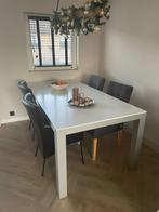 Eettafel hoogglans wit met aluminium onderstel, Huis en Inrichting, Tafels | Eettafels, 50 tot 100 cm, 150 tot 200 cm, Modern