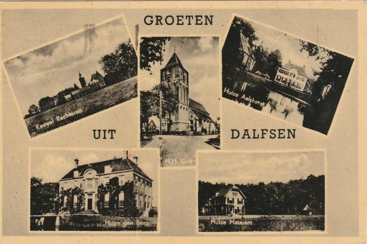 DALFSEN Kasteel Huizen Kerk Groeten 1952, Verzamelen, Ansichtkaarten | Nederland, Gelopen, Overijssel, 1940 tot 1960, Verzenden
