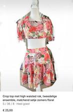 Bloemen floral Setje - Maat 36 crop top rok met hoge taille, Ophalen of Verzenden, Zo goed als nieuw, Roze, Maat 36 (S)