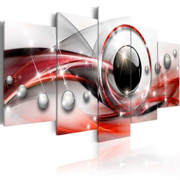 415 Abstract Rood Grijs 5 Luik Canvas Schilderij 200x100cm beschikbaar voor biedingen