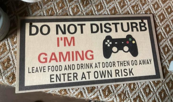 Houten Gaming Bordje - Niet Storen! 10x20 cm, Huis en Inrichting, Woonaccessoires | Overige, Nieuw, Ophalen of Verzenden