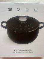 smeg geëmailleerde gietijzeren braadpan zwart van kleur, 24, Ophalen of Verzenden, Nieuw, Gietijzer, Koekenpan of Braadpan