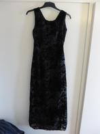 Zwarte lange velours galajurk gala feest jurk maat 36 S, Vintage, Ophalen of Verzenden, Onder de knie, Zo goed als nieuw