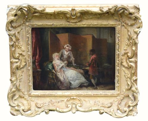 laat 18e of vroeg 19e eeuws rococo schilderij, Antiek en Kunst, Kunst | Schilderijen | Klassiek, Ophalen of Verzenden