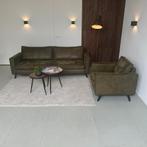 GRATIS BEZORGING - Groene rechte bank met fauteuil - Just, Stof, Driepersoons, 75 tot 100 cm, Ophalen of Verzenden