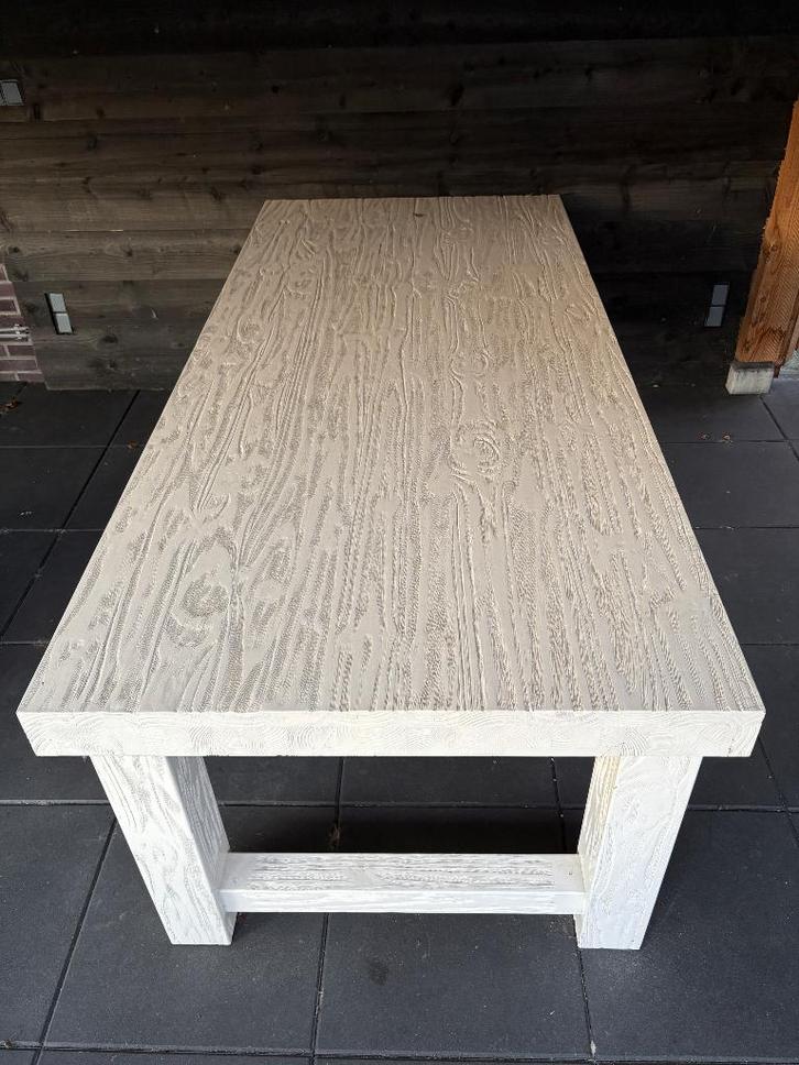 Robuuste witte tafel 100x220 cm, Huis en Inrichting, Tafels | Eettafels, Gebruikt, 50 tot 100 cm, 200 cm of meer, Vijf personen of meer