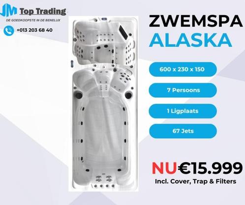 Zwemspa Alaska - 7 pers. - 590x230 cm - 67 jets, Tuin en Terras, Zwembad-toebehoren, Nieuw, Afdekzeil, Ophalen