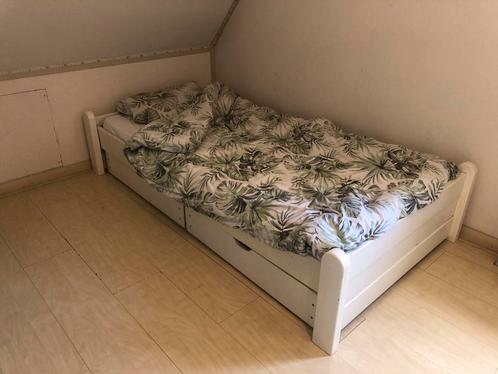 Massief houten bed met lades, Kinderen en Baby's, Kinderkamer | Bedden, Gebruikt, 180 cm of meer, 85 tot 100 cm, Lattenbodem, Ophalen