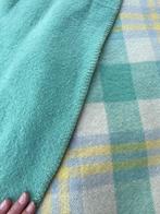 Vintage 100% wollen deken groot 176x225 groen geel wit, Ophalen of Verzenden, Zo goed als nieuw