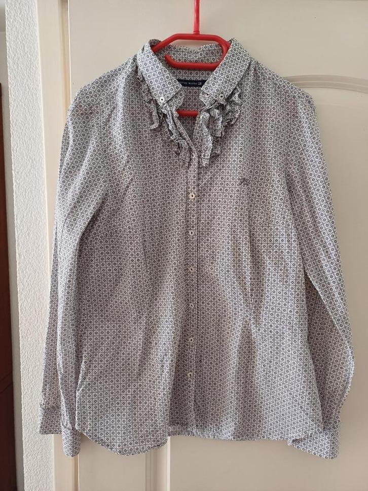 blouse Riverwood lange mouw bruine figuurtjes 40, Kleding | Dames, Blouses en Tunieken, Zo goed als nieuw, Maat 38/40 (M), Bruin