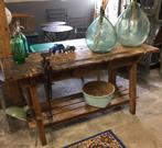 Oude houten werkbank, werktafel, eiland keuken, Ophalen, Gebruikt, Bankschroef, Baambrugge