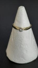 14 karaat geel- en witgoud, solitaire ring met briljant gesl, Sieraden, Tassen en Uiterlijk, Ringen, 18 tot 19, Geel, Ophalen of Verzenden