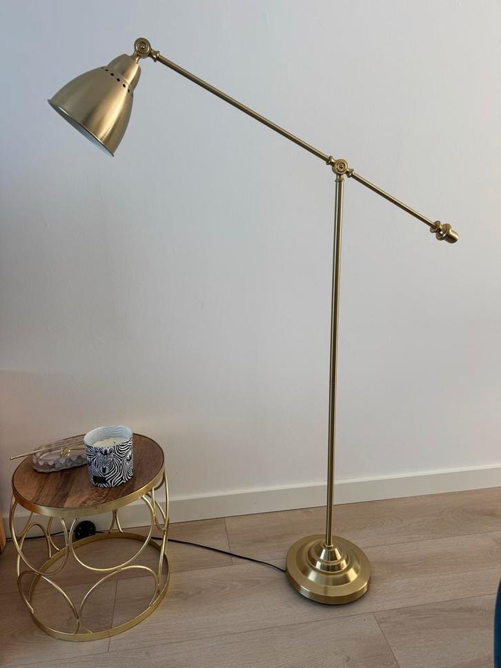 IKEA Barometer Vloerlamp - Goudkleurig, Huis en Inrichting, Lampen | Vloerlampen, Zo goed als nieuw, 100 tot 150 cm, Metaal, Ophalen