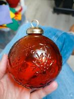 Oranje glazen kerstbal heksenbal met sneeuwsterren, Ophalen of Verzenden, Zo goed als nieuw