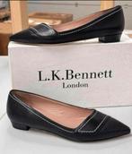 LK Bennett Polly Leather Contrast Stitch Flats schoen hak 37, Schoenen met lage hakken, Zwart, Nieuw, Ophalen of Verzenden