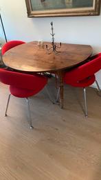 Antieke Franse  klaptafel  rond 130cm, Ophalen