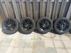 16 inch zwarte velgen met banden 195 55 r16 steek 4x100, Ophalen, Gebruikt, 16 inch, Banden en Velgen