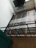 Zwart stalen bed met 2 lattenbodems van 2x 80 bij 2meter, Ophalen, Verstelbaar, Zwart, Tweepersoons