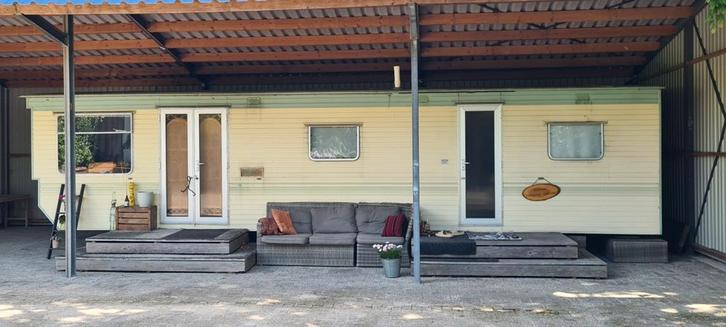 Stacaravan 9.5 bij 3.5 met cv ketel, Caravans en Kamperen, Stacaravans, Ophalen
