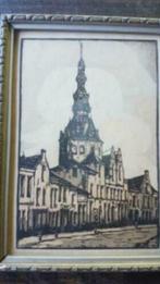 Houtsnede Henri Wils Stadhuis Zierikzee, Antiek en Kunst, Kunst | Etsen en Gravures, Ophalen