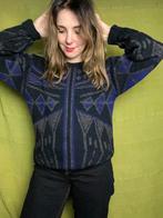 Vintage coogi style trui - sweater - print - paars/zwart, Maat 38/40 (M), Paars, Ophalen of Verzenden, HGV