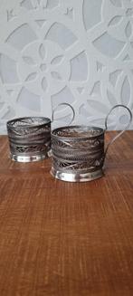 2 PODSTAKANNIK filigraan filigrain russisch theeglashouder, Antiek en Kunst, Ophalen of Verzenden, Zilver