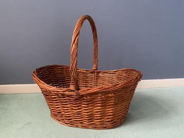 Brocante vintage ovalen MAND riet jaren 60 - 70 Rieten Mand beschikbaar voor biedingen