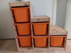 Trofast opbergcombinatie met 6 oranje bakken (incl. deksel), Ophalen, Zo goed als nieuw